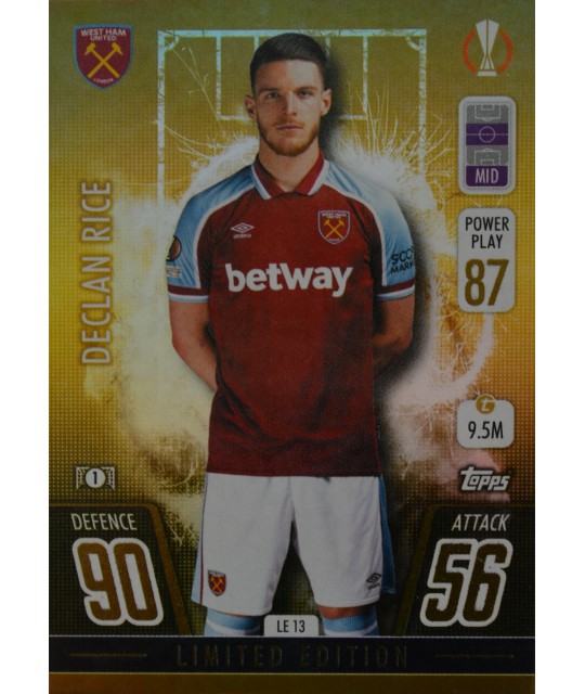 Topps Match Attax Champions League 2021/2022 GOLD Limited Edition Declan Rice (West Ham United)